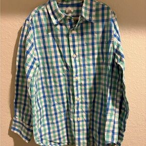 Crewcuts Blue and Green Plaid Button Down Shirt